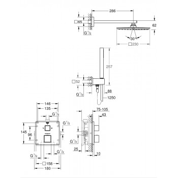 GROHE Grohtherm Cube  Iebūvējamā dušas sistēma, 34741000 (C)