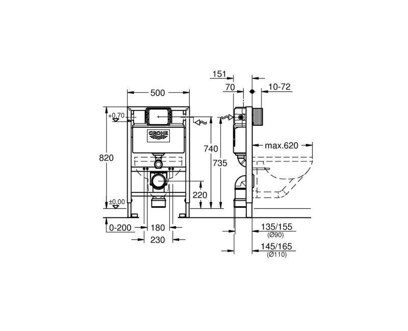 Grohe Rapid SL WC montāžas rāmis, 38526000