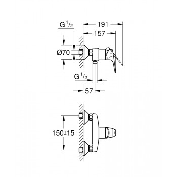 Смеситель для душа Grohe BauEdge, хром 23755000