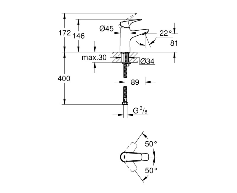 Grohe BauFlow Смеситель для умывальника, 23752000