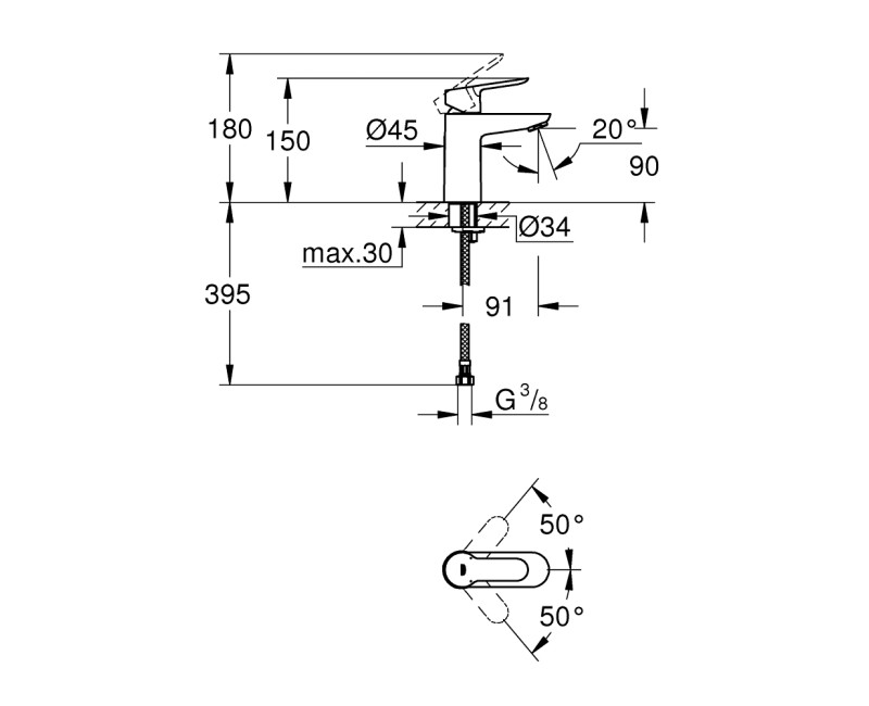 Grohe Bauedge Izlietnes jaucējkrāns, 23330000