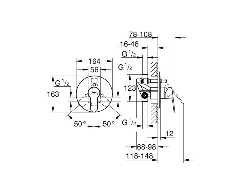 Grohe BauEdge Смеситель для ванны/душа 29079000