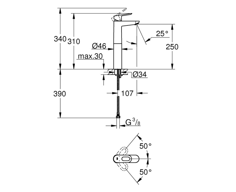 Grohe BauLoop Смеситель для умывальника, 23764000