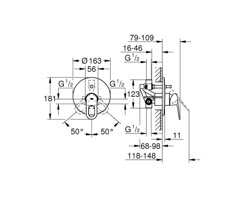 Grohe BauLoop Смеситель для ванны/душа 29081000