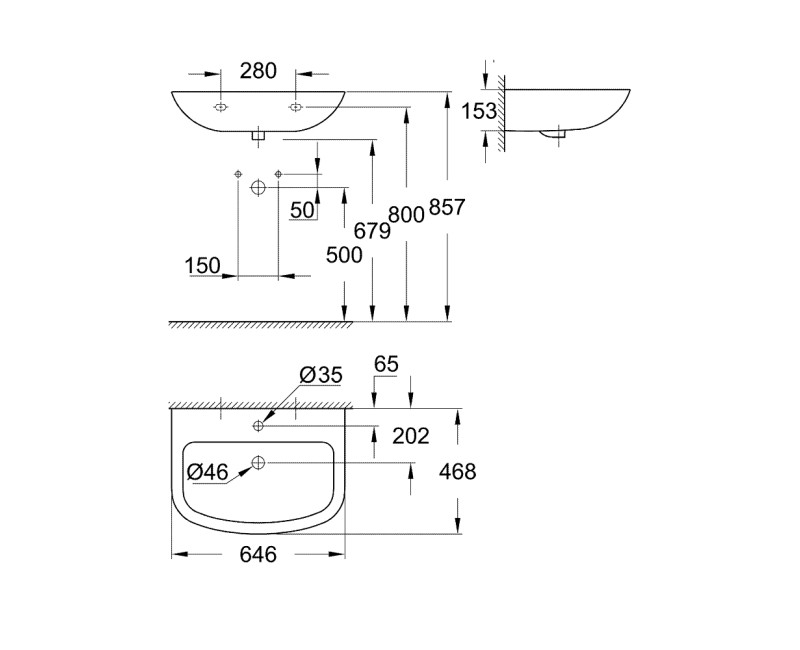 Grohe Bau Ceramic Izlietne 65x47cm, 39420000