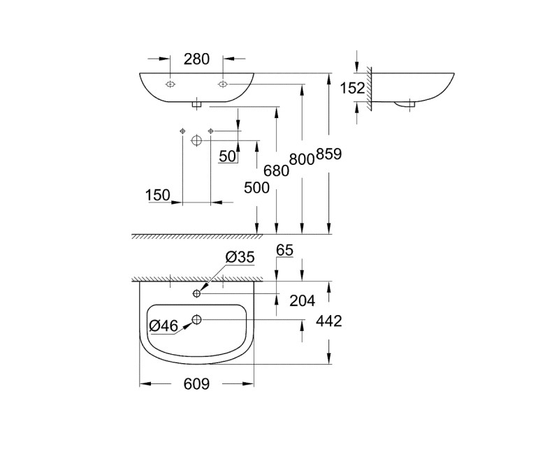 Grohe Bau Ceramic Izlietne 60x44cm, 39421000