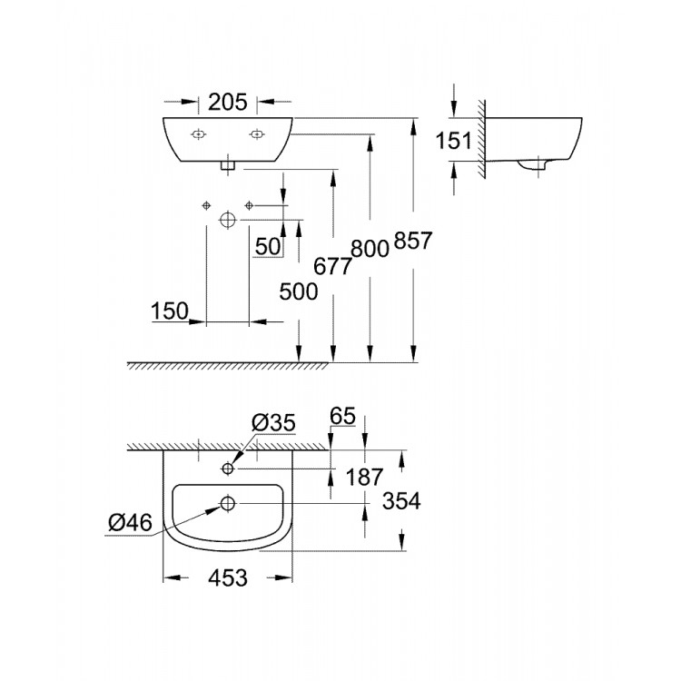 Grohe Bau Ceramic Izlietne 45x35cm, 39424000 Grohe Bau Ceramic Izlietne 45x35cm, 39424000