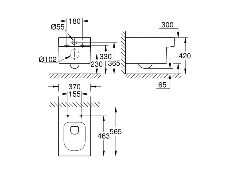 Grohe Cube Ceramic Rimless Унитаз подвесной без крышки, 3924500H