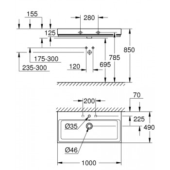 Grohe Cube Ceramic Умывальник 100x49см, 3938600H