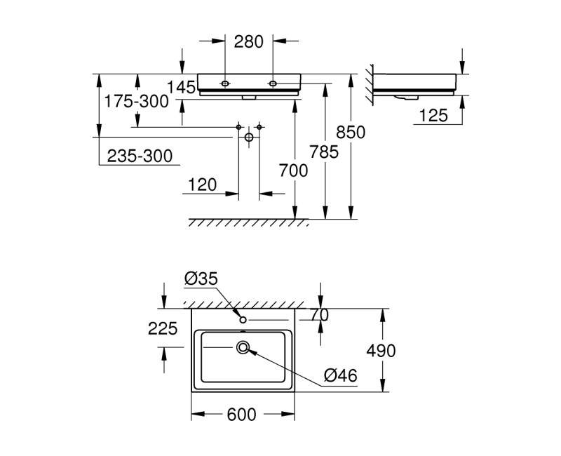 Grohe Cube Ceramic Izlietne 60x49cm, 3947300H