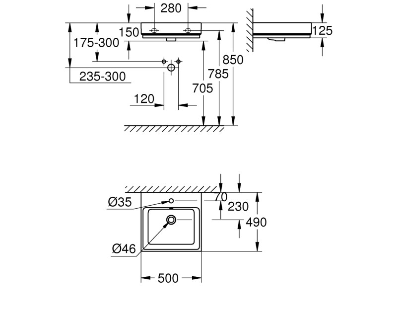 Grohe Cube Ceramic Умывальник 50x49см, 3947400H