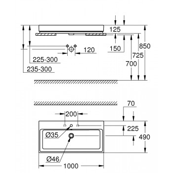 Grohe Cube Ceramic Нaкладная раковина 100x49см, 3947500H