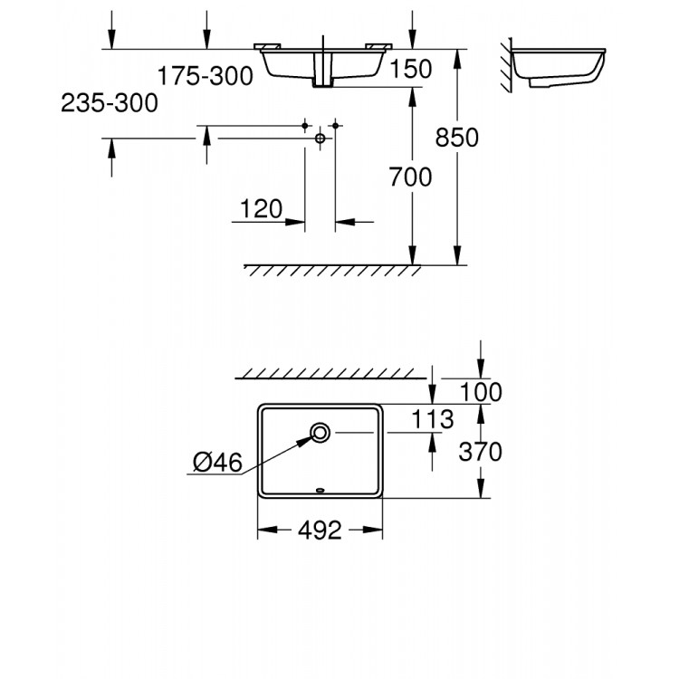 Grohe Cube Ceramic Pabūvējamā izlietne 49x47cm, 3948000H Grohe Cube Ceramic Pabūvējamā izlietne 49x47cm, 3948000H