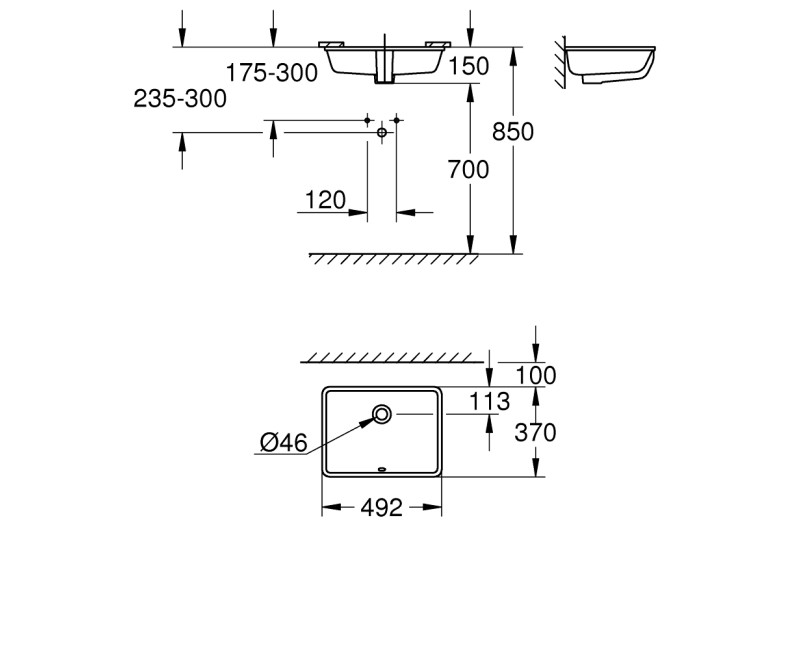 Grohe Cube Ceramic Pabūvējamā izlietne 49x47cm, 3948000H