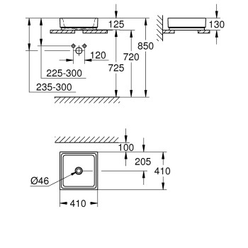 Vannas istabas izlietne Grohe CubeCeramic, 400x400 mm, balta PG