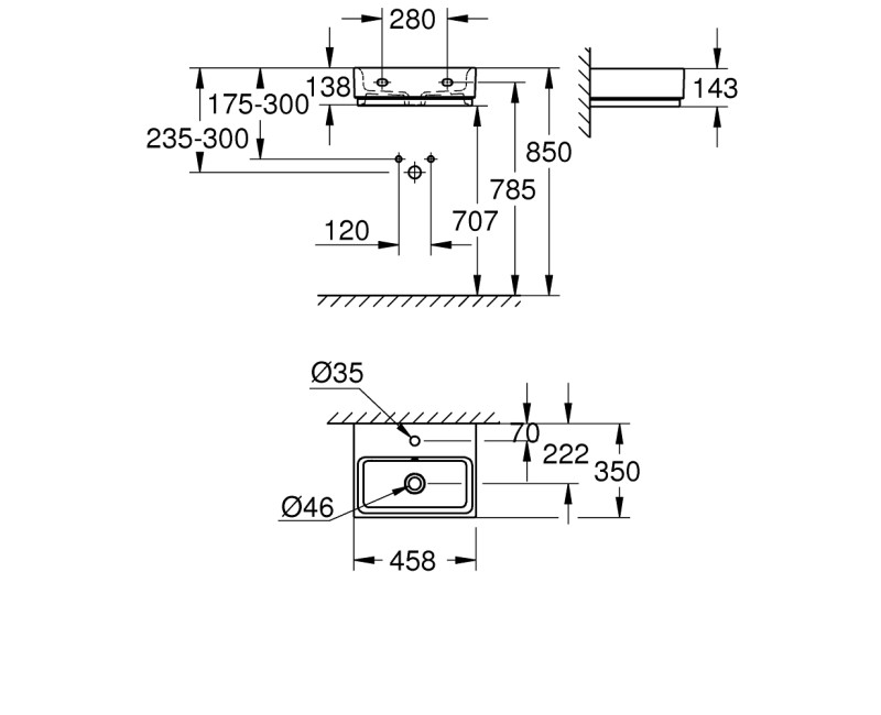 Grohe Cube Ceramic Izlietne 46x35cm, 3948300H