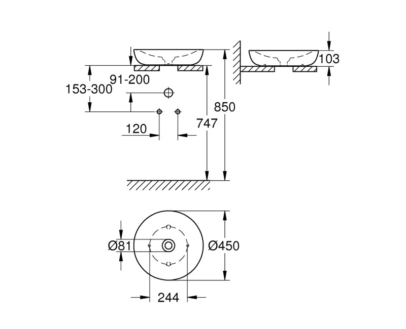 Grohe Essence Uzliekamā izlietne D45cm, 3960900H