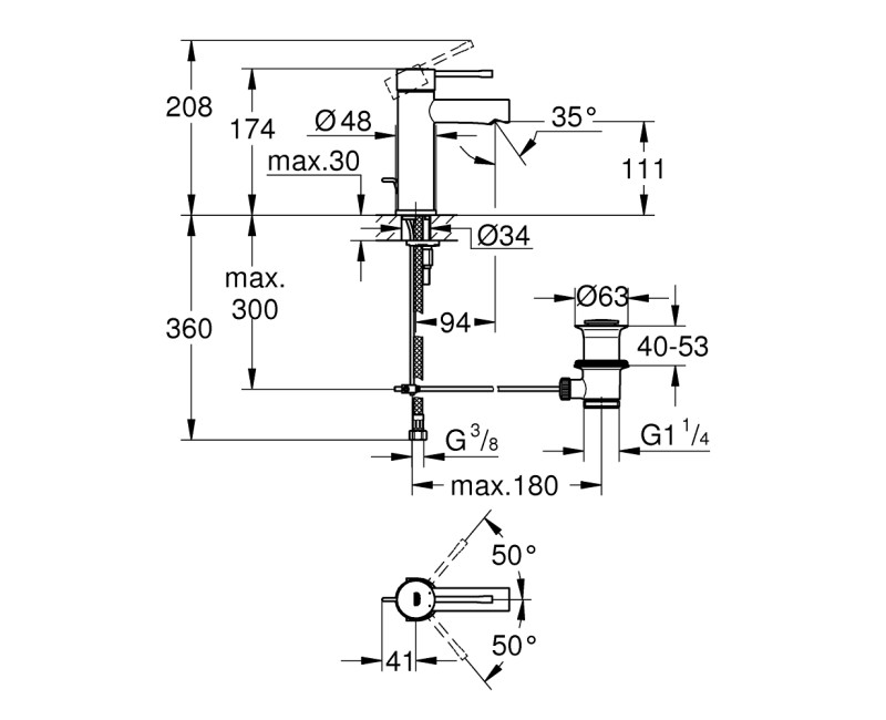 Grohe Essence S Izlietnes jaucējkrāns, 32898001