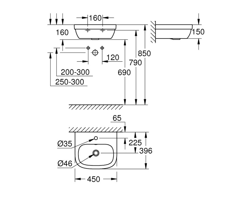 Grohe Euro Ceramic Умывальник 45x40см, 39324000