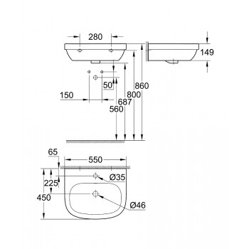 Grohe Euro Ceramic Izlietne 55x45cm, 3933600H