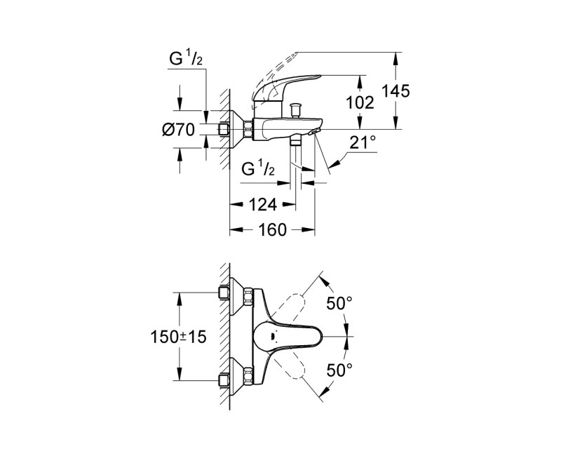 Grohe Euroeco Смеситель для ванны/душа, 32743000