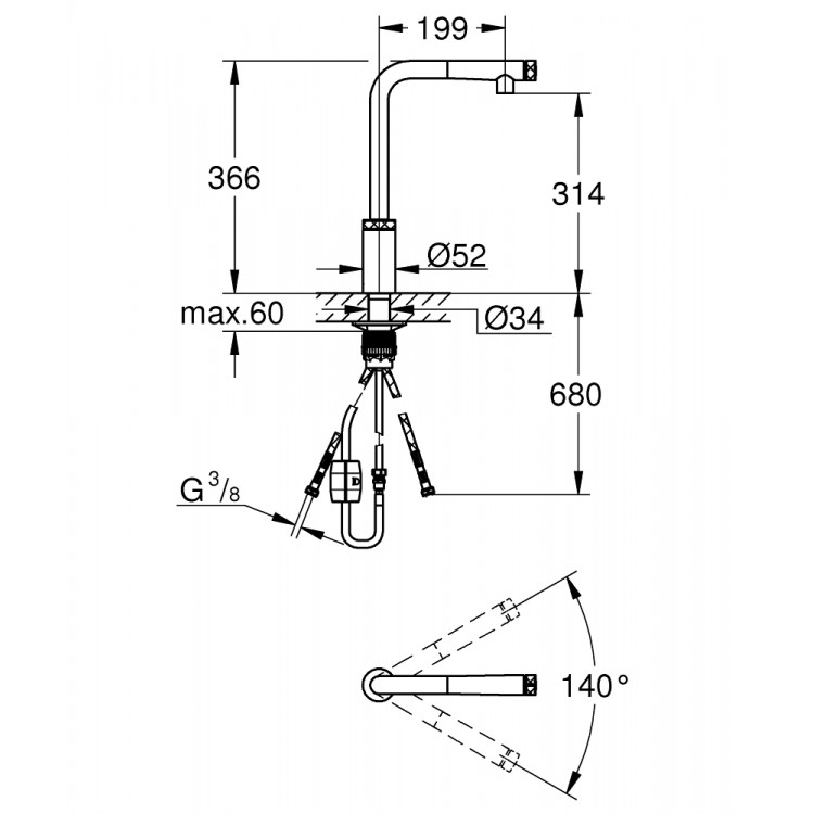 GROHE Minta Smartcontrol Virtuves izlietnes jaucējkrāns 3161300 (C) GROHE Minta Smartcontrol Virtuves izlietnes jaucējkrāns 3161300 (C)
