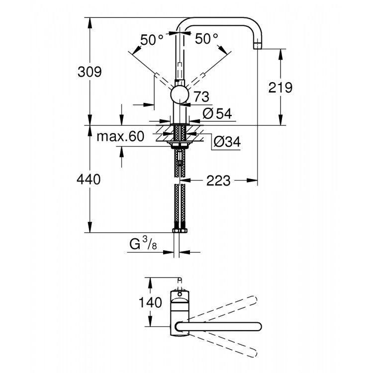 GROHE Minta Virtuves izlietnes jaucējkrāns 32488DL0 GROHE Minta Virtuves izlietnes jaucējkrāns 32488DL0