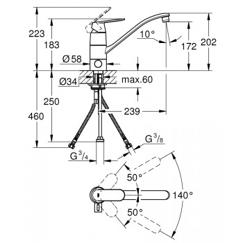 GROHE Eurosmart Cosmo Virtuves izlietnes jaucējkrāns 31161000