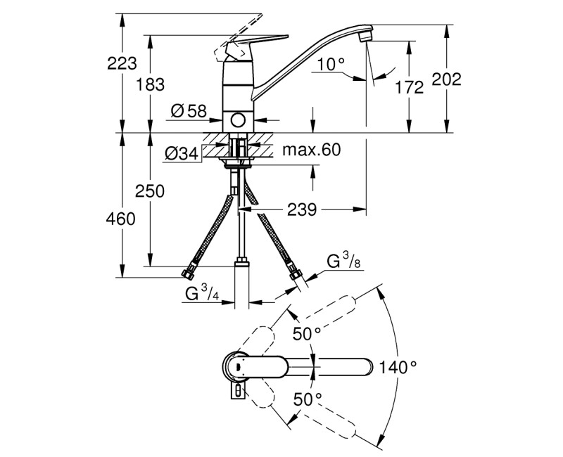GROHE Eurosmart Cosmo Смеситель для мойки 31161000