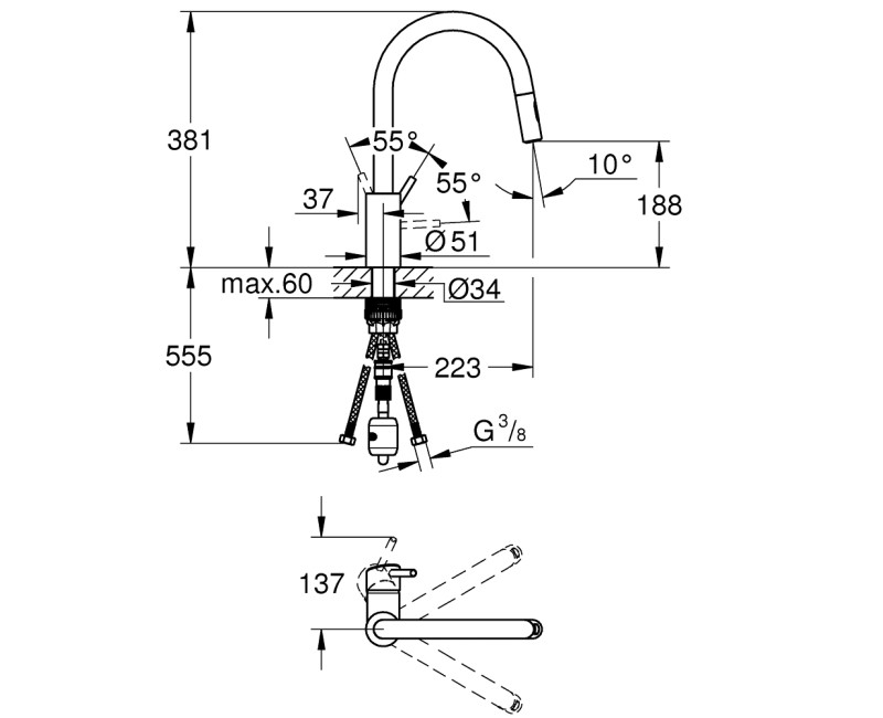 GROHE CONCETTO Смеситель для мойки 31483DC2