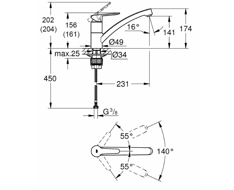 GROHE BauEco Virtuves izlietnes jaucējkrāns 31680000