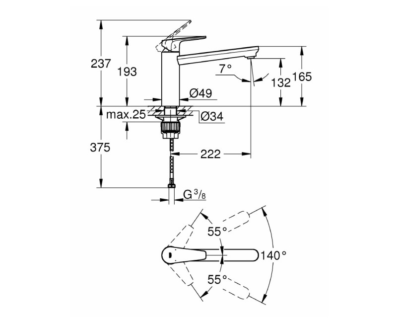 GROHE BauEdge Virtuves izlietnes jaucējkrāns 31693000