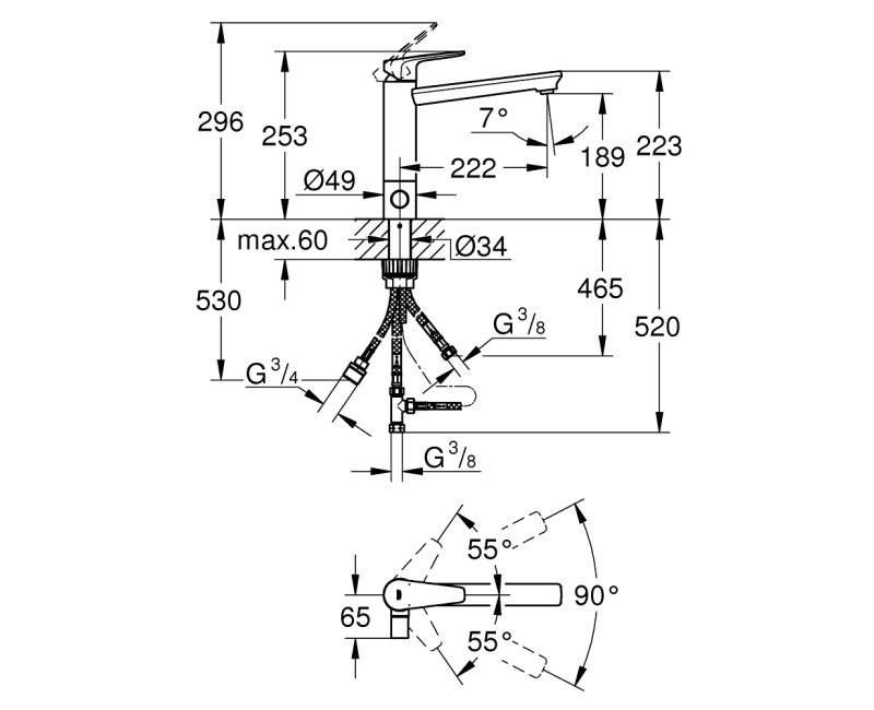 GROHE BauEdge Смеситель для мойки 31696000