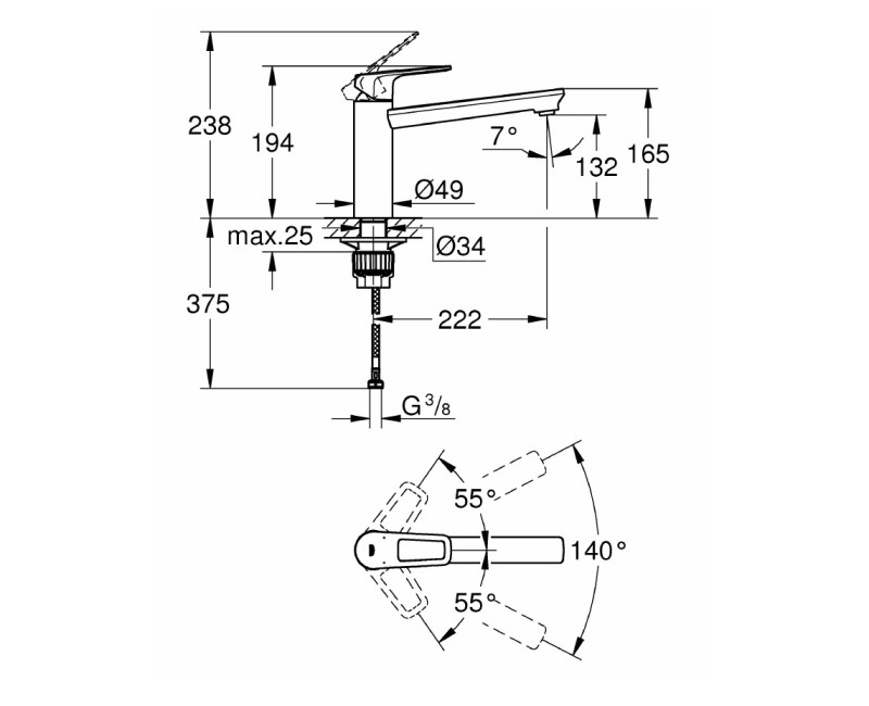 GROHE BauLoop Смеситель для мойки 31706000
