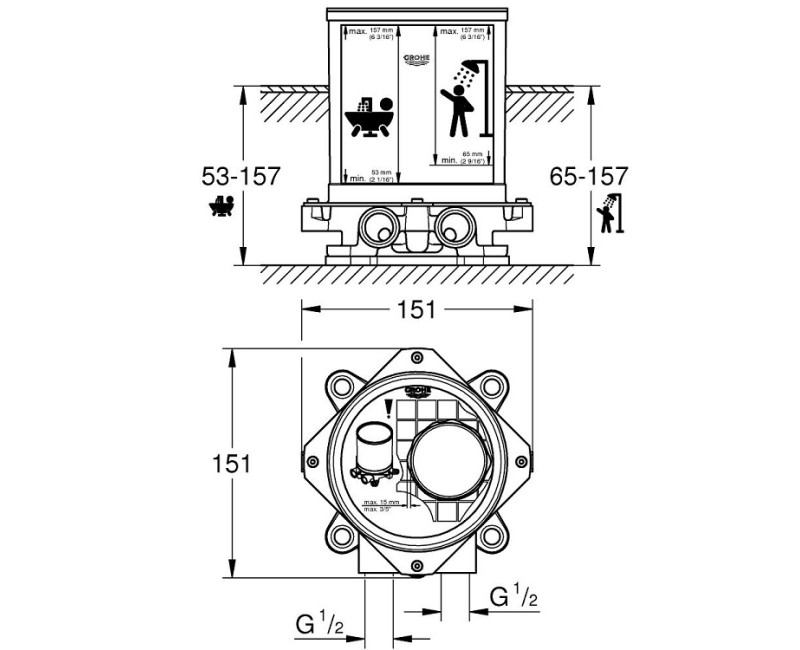 Grohe Скрытая часть напольного смесителя для ванны 45984001