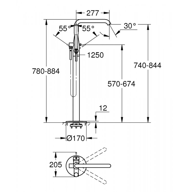 Grohe Essence New Brīvi stāvošs vannas jaucējkrāns, 23491DC1 Grohe Essence New Brīvi stāvošs vannas jaucējkrāns, 23491DC1