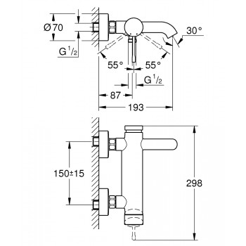 Смеситель для ванны/душа Grohe Essencer, матовый темный графит 33624AL1