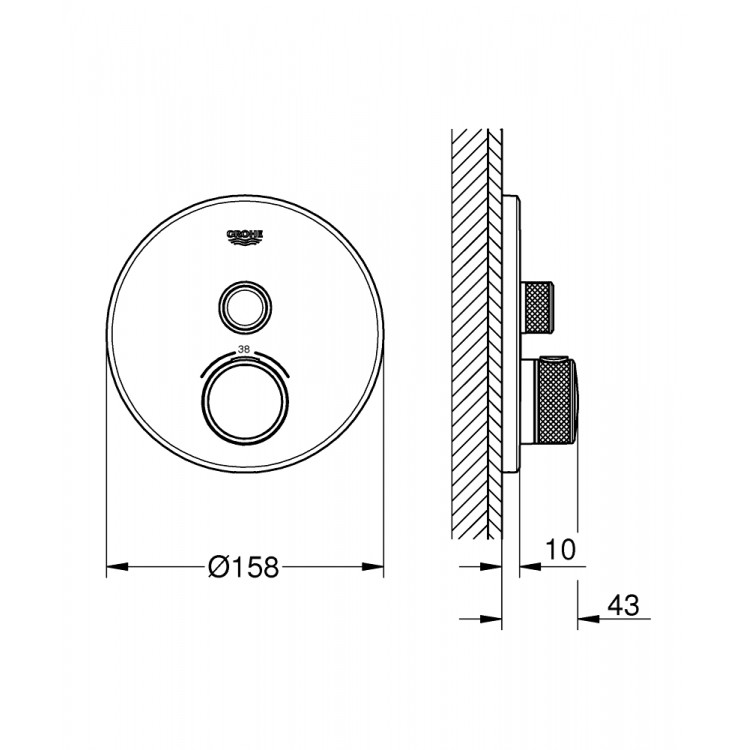 Grohe Grohtherm Dušas jaucējkrāna dekoratīvā daĮa, 29118000 Grohe Grohtherm Dušas jaucējkrāna dekoratīvā daĮa, 29118000