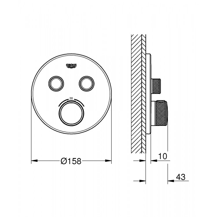 Grohe Grohtherm Dušas jaucējkrāna dekoratīvā daĮa, 29119000 Grohe Grohtherm Dušas jaucējkrāna dekoratīvā daĮa, 29119000