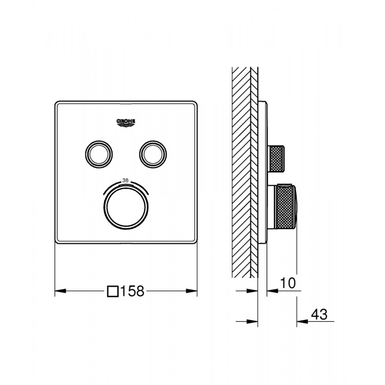 Grohe Grohtherm Dušas jaucējkrāna dekoratīvā daĮa, 29124000 Grohe Grohtherm Dušas jaucējkrāna dekoratīvā daĮa, 29124000