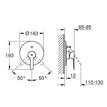 Grohe LINEARE Панель смесителя для ванны/душа 19297001