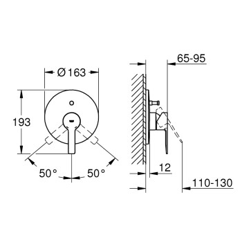Grohe LINEARE Панель смесителя для ванны/душа 19297DC1
