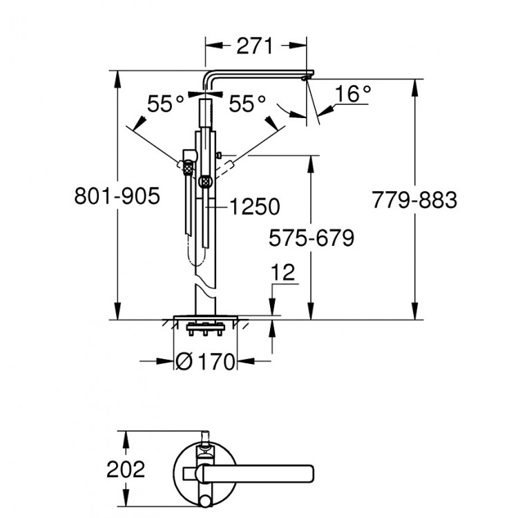 Grohe LINEARE Brīvi stāvošs vannas jaucējkrāns, 23792001 Grohe LINEARE Brīvi stāvošs vannas jaucējkrāns, 23792001