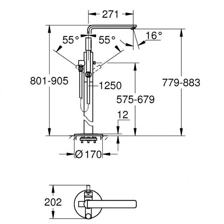 Grohe LINEARE Brīvi stāvošs vannas jaucējkrāns, 23792DC1 Grohe LINEARE Brīvi stāvošs vannas jaucējkrāns, 23792DC1