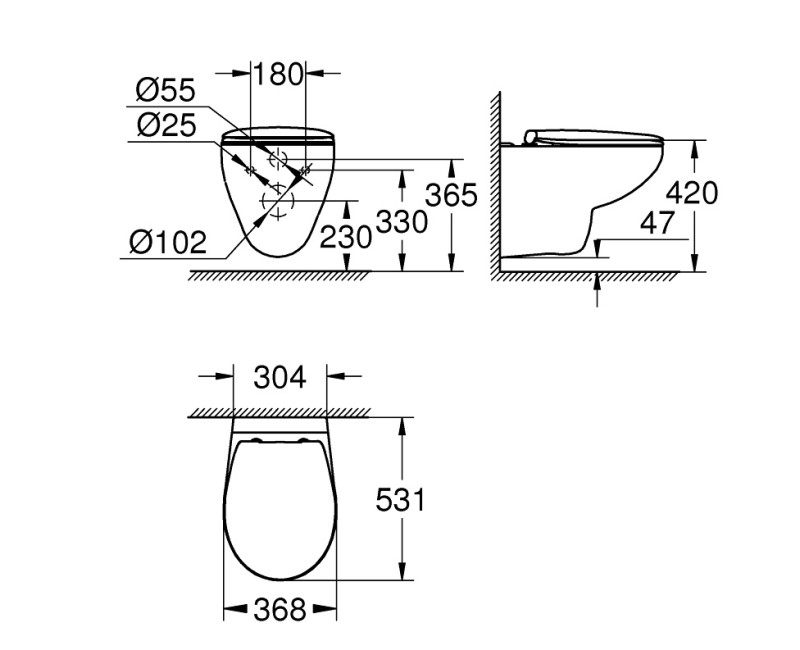 Grohe BauCeramic Rimless Унитаз подвесной с SC крышкой, 39351000