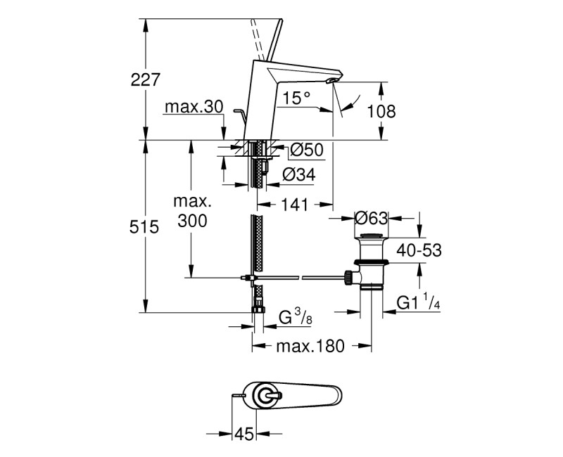 Grohe Eurodisk Joy Смеситель для умывальника, 23427000