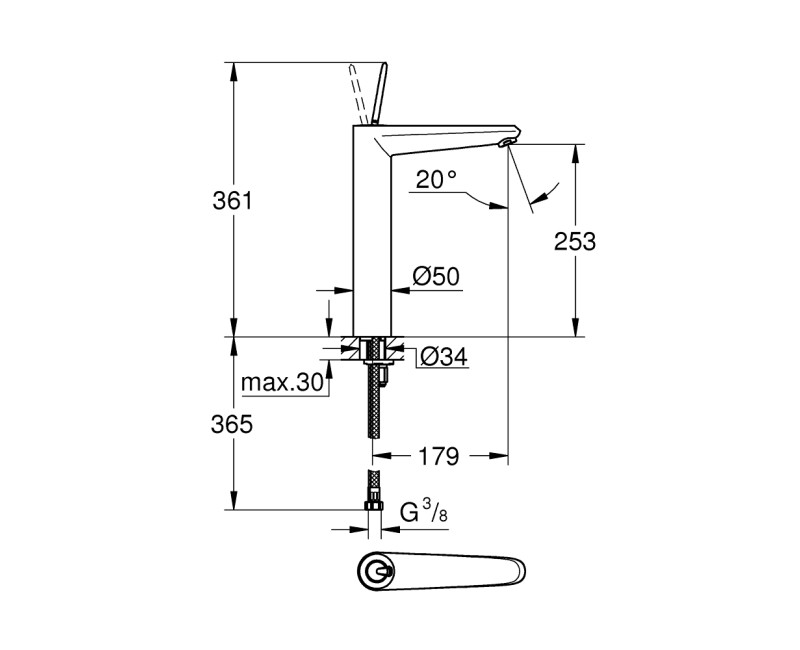 Grohe Eurodisk Joy Смеситель для умывальника, 23428000