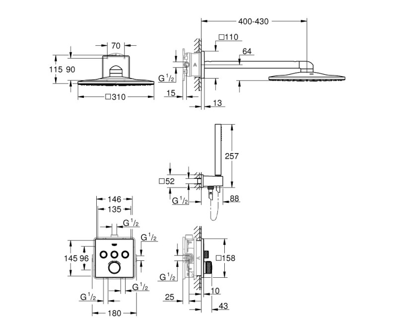 GROHE SmartControl Iebūvējamā dušas sistēma, 34706000