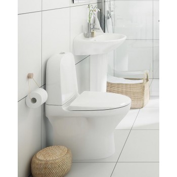 Tualetes Pods Gustavsberg Estetic 8300, Hygienic Flush mala, vāks ar Soft Close/Quick Release, Ceramicplus, balts