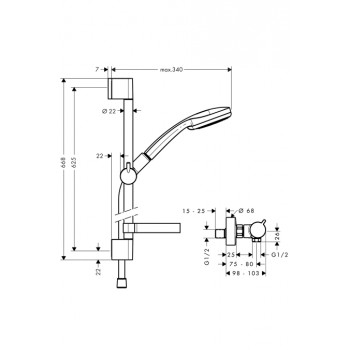 Hansgrohe Душевая система Croma 100 Vario/Ecostat 27034
